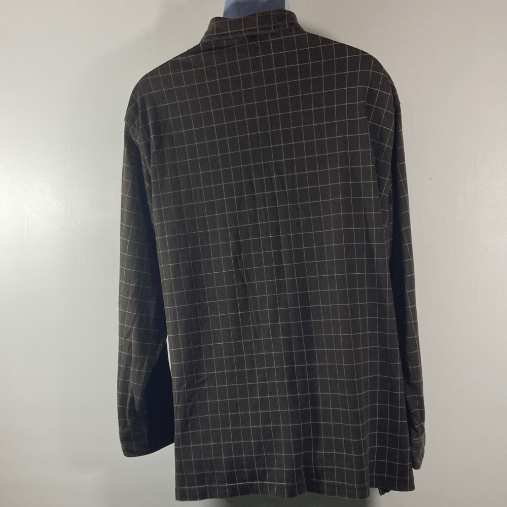 Polo by Ralph Lauren Men Shirt Brown w White Long Sleeves Two Button Placket - Picture 5 of 8